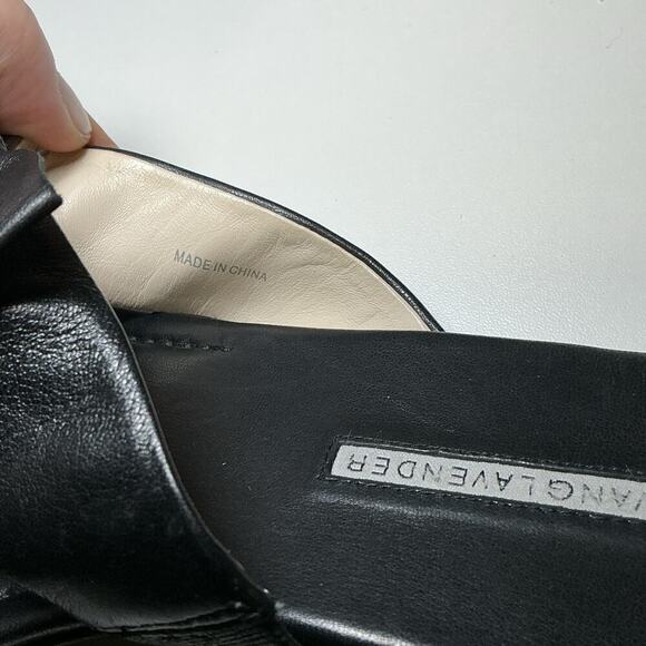 Vera Wang Lavender Black Leather Bow Jeweled Sandals Size 9 M - Picture 9 of 13